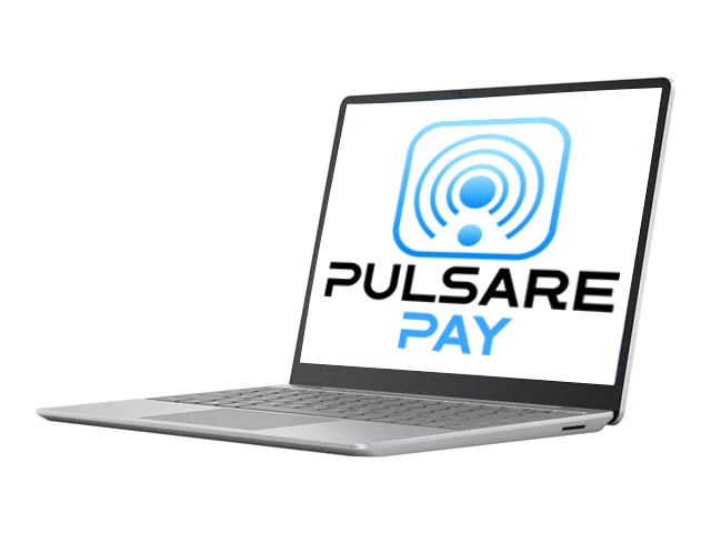 Hosted checkout shown on a laptop